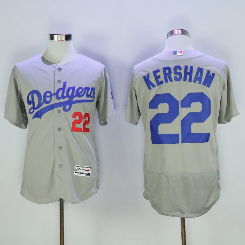 Men Los Angeles Dodgers #22 Kershaw Grey Elite MLB Jerseys